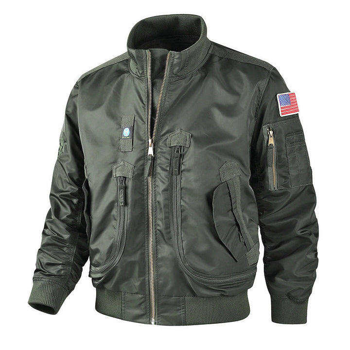 Herren bomberjacke mit hohem Kragen und multifunktionalen Taschen Drune
