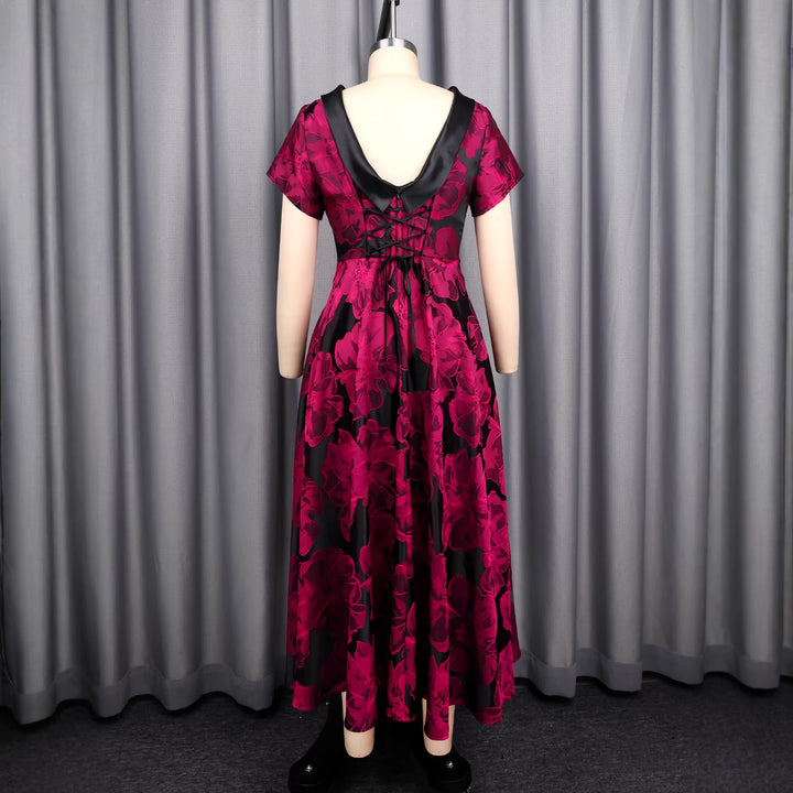 Damen Elegantes Midikleid mit floralem Design und strukturiertem Oberteil Drune