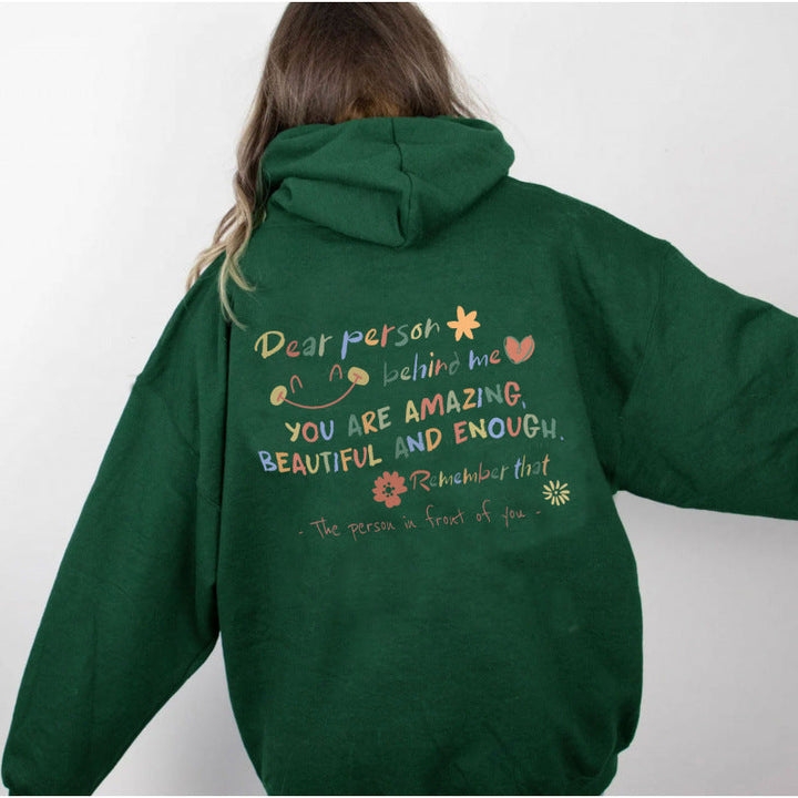 Damen Kapuzenpullover mit motivierendem Schriftzug und komfortabler Passform Drune