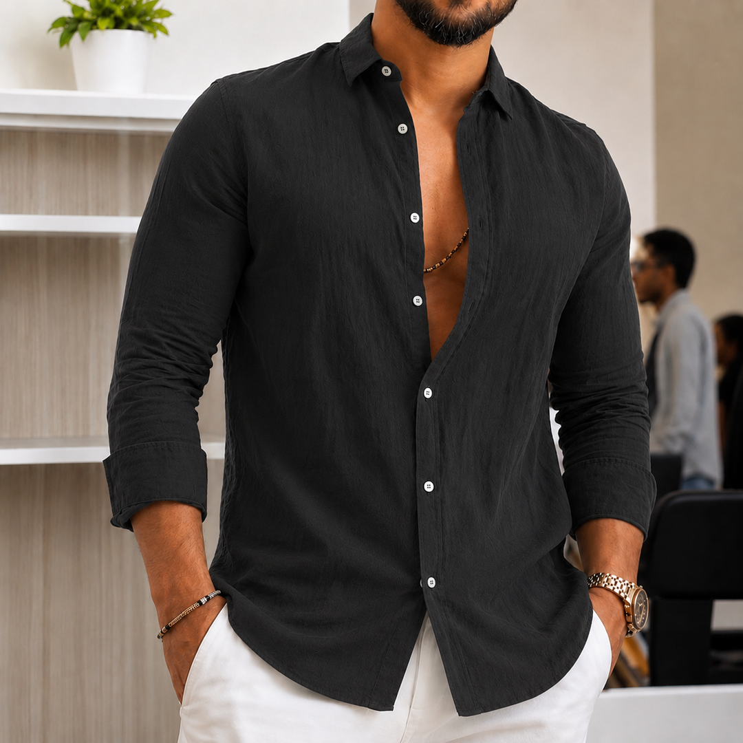 Herren Leichtes Leinenhemd Drune
