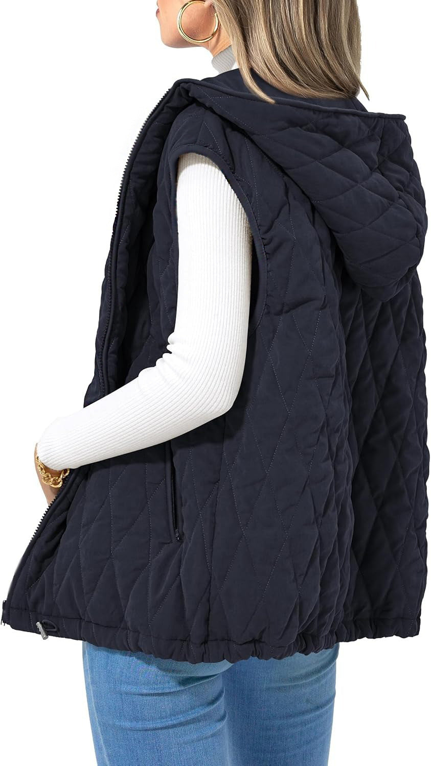 Damen gesteppte Hoodie-Weste mit praktischen Taschen Drune