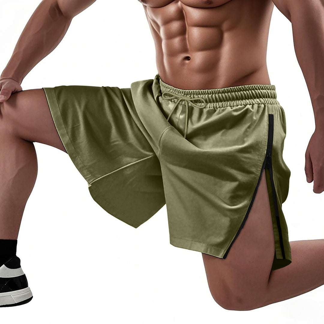 Herren Sportliche Funktionsshorts mit seitlichem Reißverschluss und elastischem Bund Drune