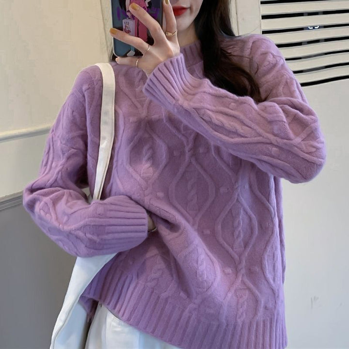 Damen Kuscheliger Strickpullover mit Zopfmuster Drune