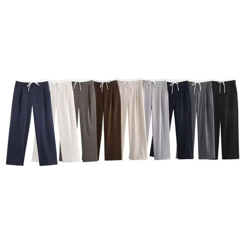 Damen 60+ weite Highwaist Palazzohose mit Tunnelzugbund und Bügelfalte Drune