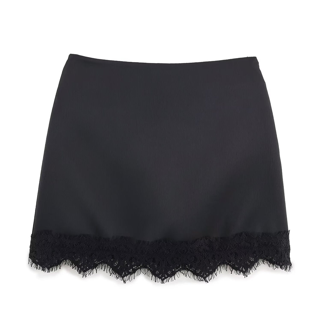 Damen eleganter Rock mit Spitzenbesatz Drune