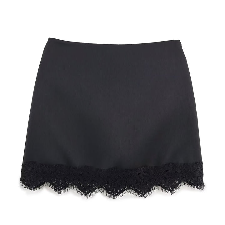 Damen eleganter Rock mit Spitzenbesatz Drune