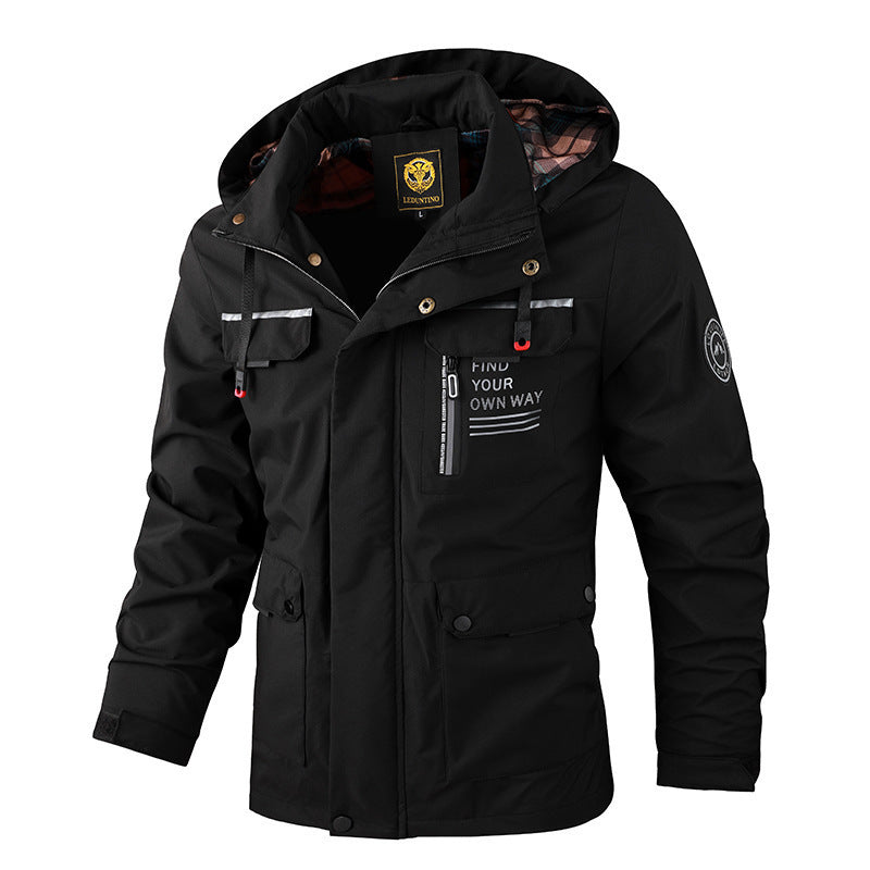 Herren nan urbaner Softshell-Parka mit Kapuze, verdecktem Zweiwege-Reißverschluss und Ärmeltasche Drune