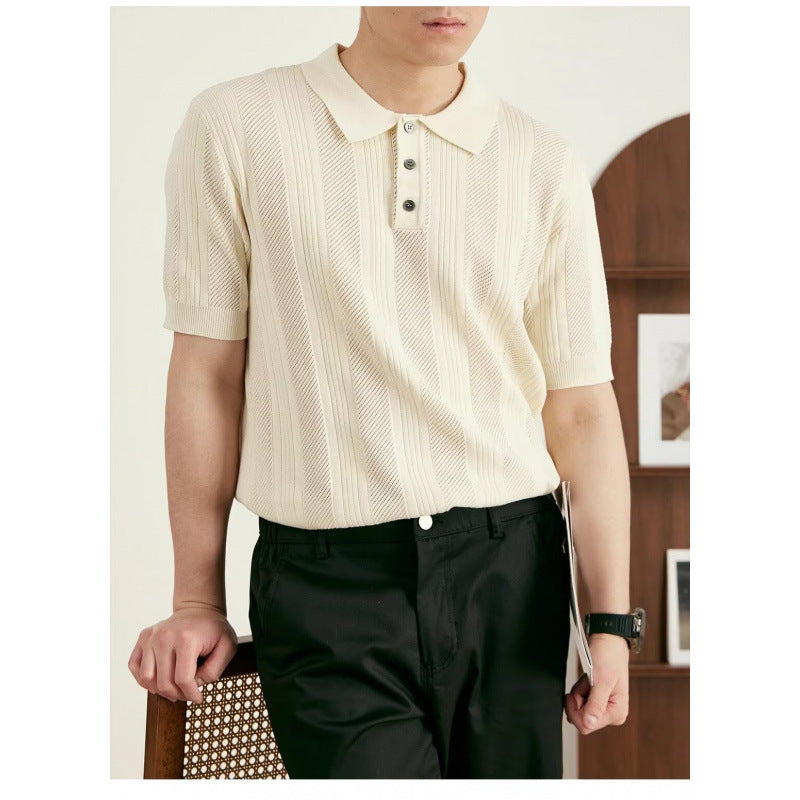 Herren Modisches Kurzarm-Strickpoloshirt Drune