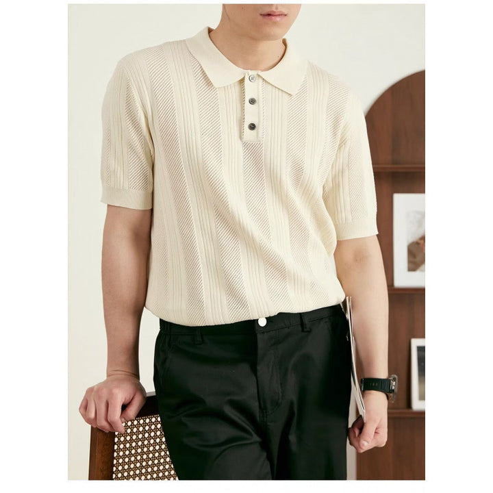 Herren Modisches Kurzarm-Strickpoloshirt Drune