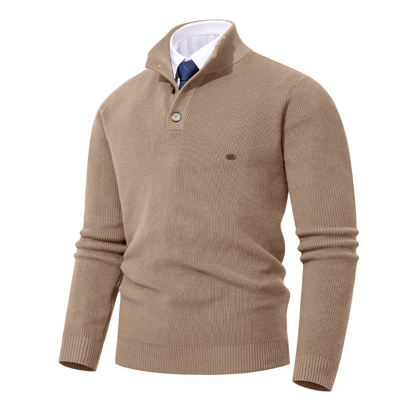 Herren Strickpullover mit Knopfdetails und modernem Stehkragen Drune