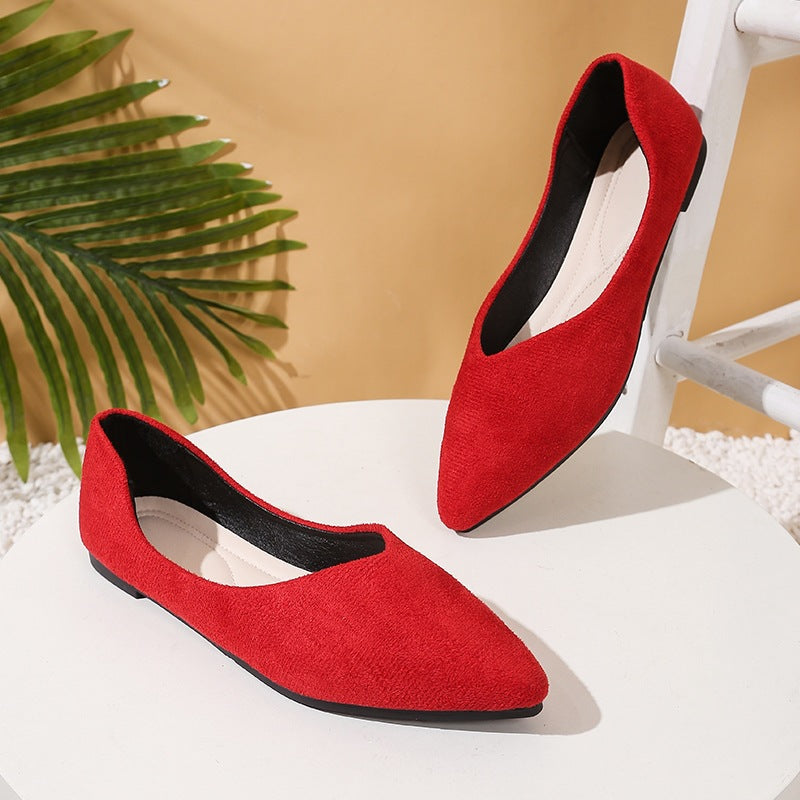 Damen nan spitze Ballerina-Slipper aus Veloursoptik mit gepolsterter Komfortinnensohle Drune