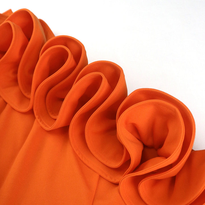 Damen Elegantes Maxikleid mit asymmetrischem Rüschenakzent und sexy Schlitz Drune
