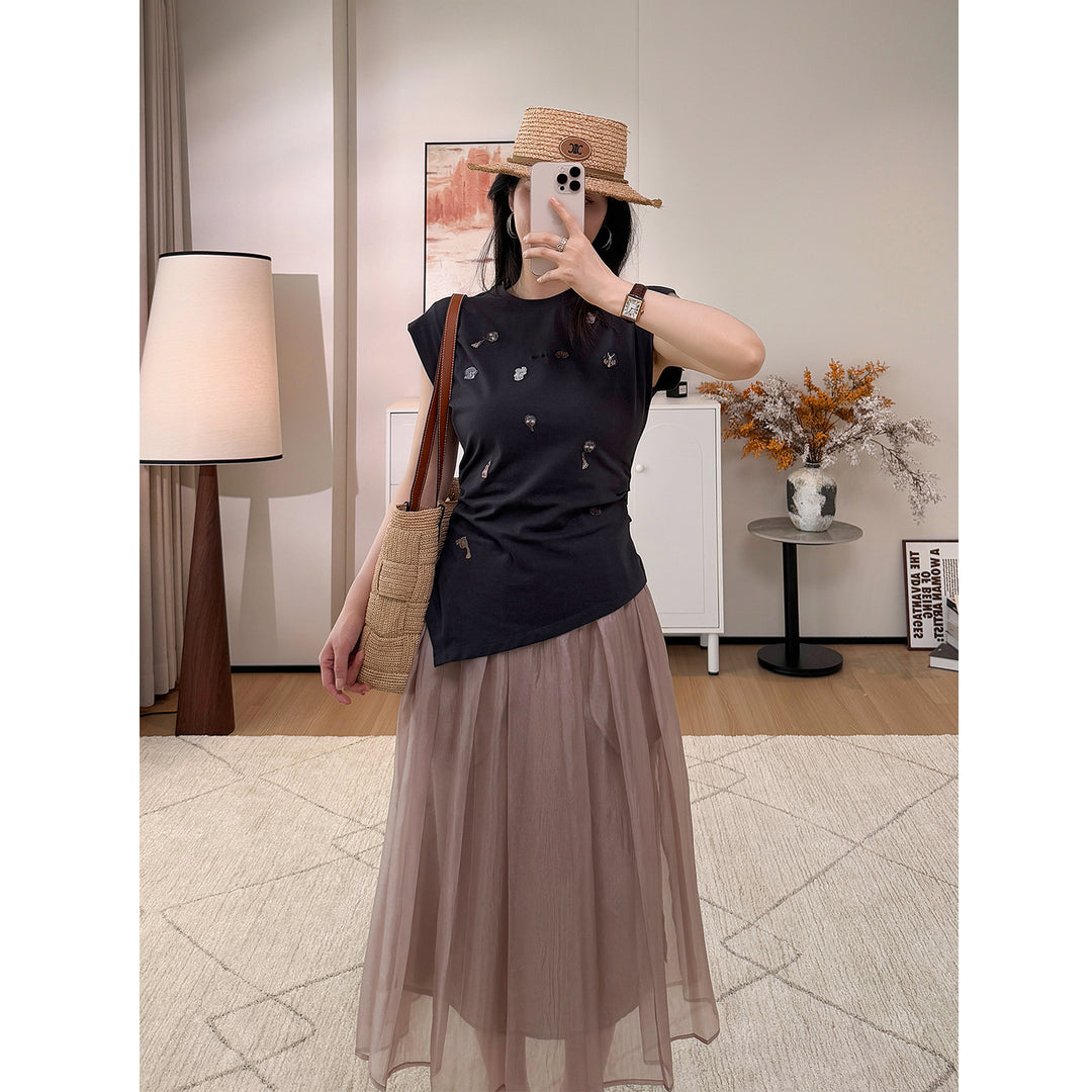 Damen Eleganter und fließender Midirock Drune