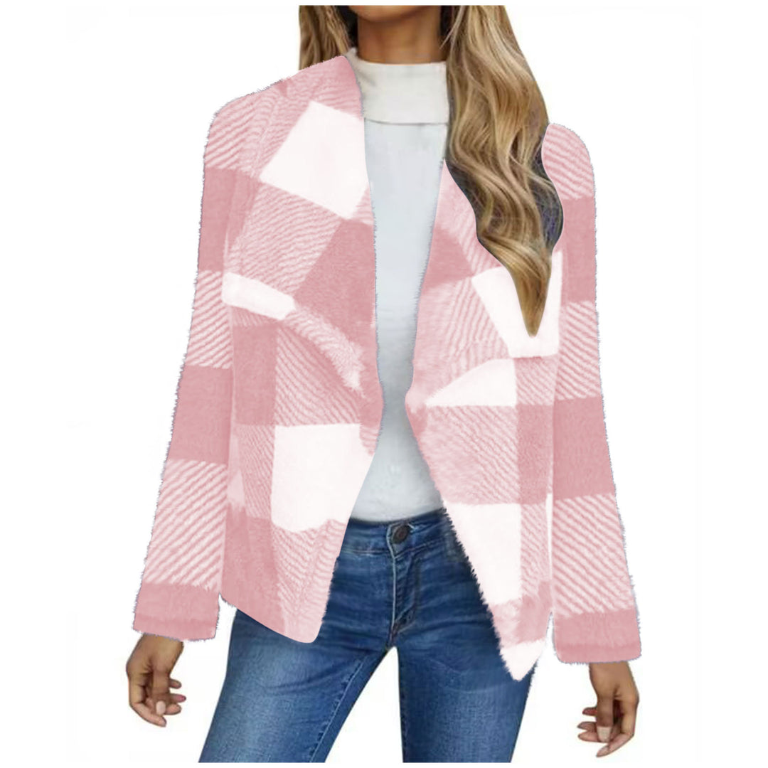 Damen Kuschelige Jacke im karierter Design Drune