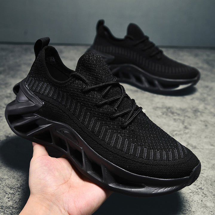 Unisex atmungsaktive Strick‑Runner mit skulpturierter Hohlkammer‑Plattform und flexibler Trail‑Laufsohle Drune