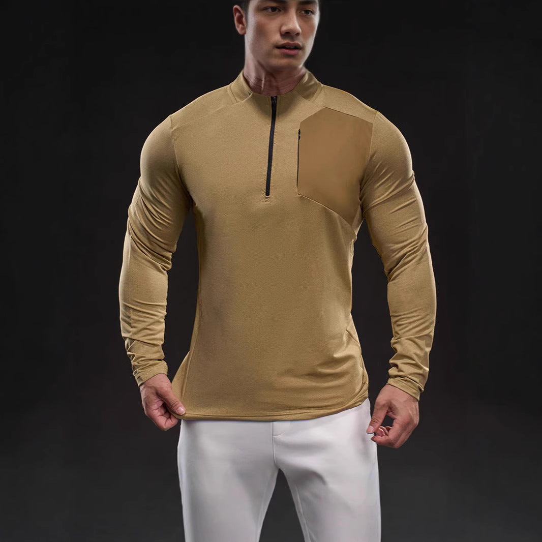 Herren Atmungsaktives Funktions-Langarmshirt mit kurzem Reißverschluss und Slim‑Fit Drune