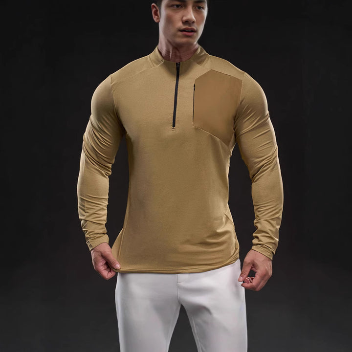 Herren Atmungsaktives Funktions-Langarmshirt mit kurzem Reißverschluss und Slim‑Fit Drune
