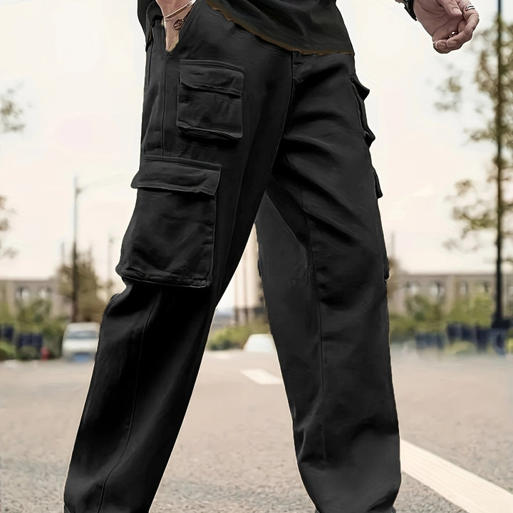Herren Relaxed-Fit Utility-Cargohose mit großen Klappfächern und elastischem Beinabschluss Drune
