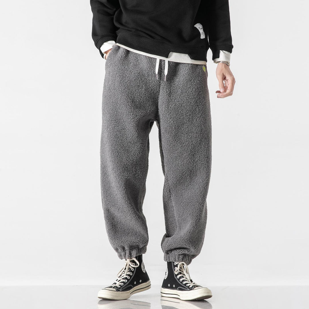 Herren Teddy-Fleece-Jogginghose mit elastischem Bund, Kordelzug und Bündchen Drune