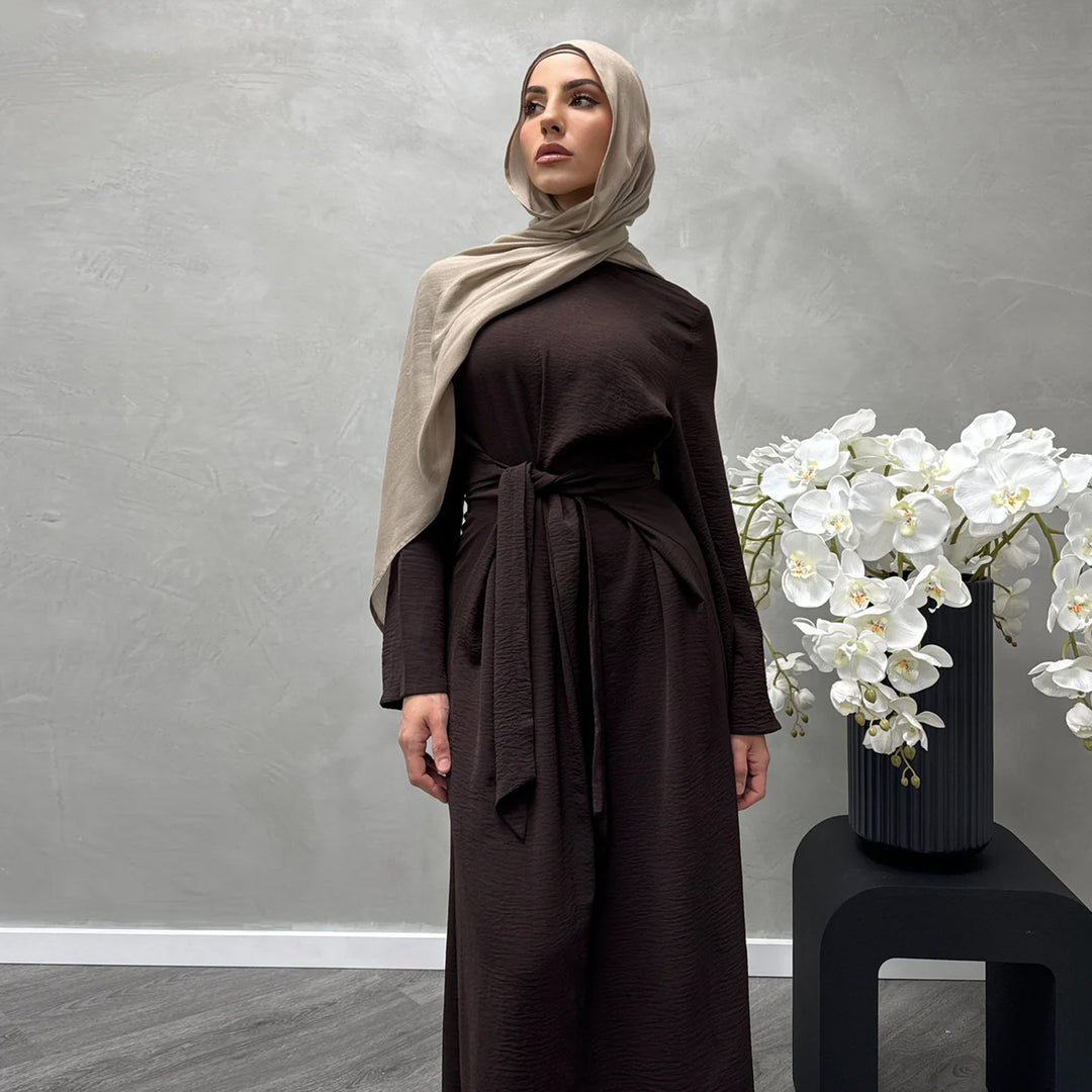 Damen Modisches Maxikleid aus fließendem Stoff mit weiten Ärmeln Drune