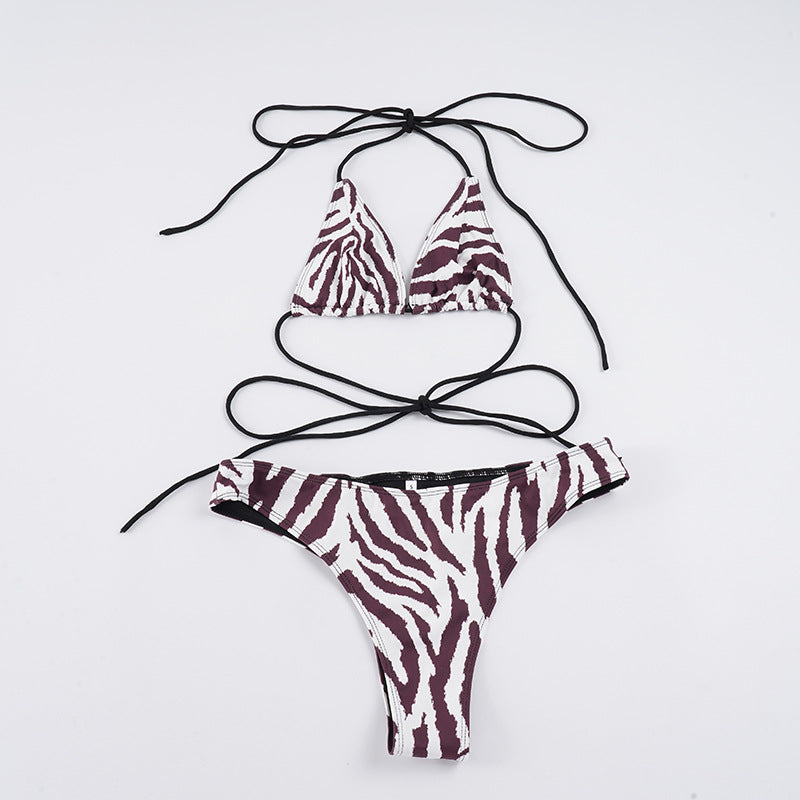 Damen Bikini Set im stylischen Zebra-Design mit verstellbaren Trägern Drune