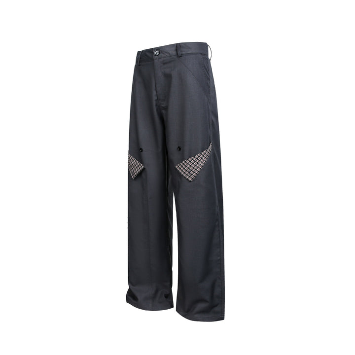 Damen Hochgeschnittene weite Cargohose mit Karomuster‑Pattentaschen Drune