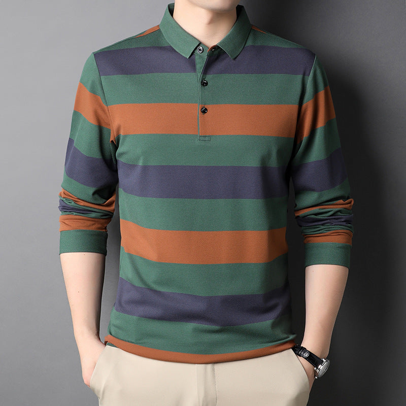 Herren Langarm-Polohemd mit modischem Streifendesign und hochwertigem Materialmix Drune