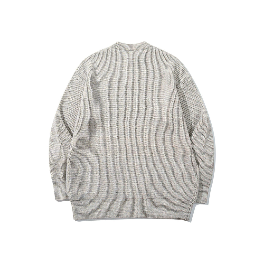 Herren Grobstrick-Henleypullover mit halber Knopfleiste und Rippbündchen Drune