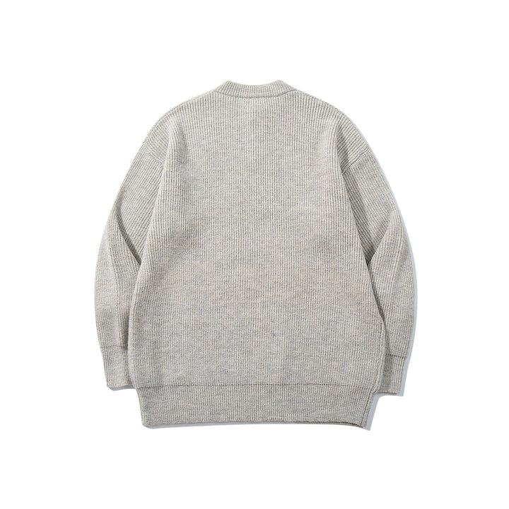 Herren Grobstrick-Henleypullover mit halber Knopfleiste und Rippbündchen Drune