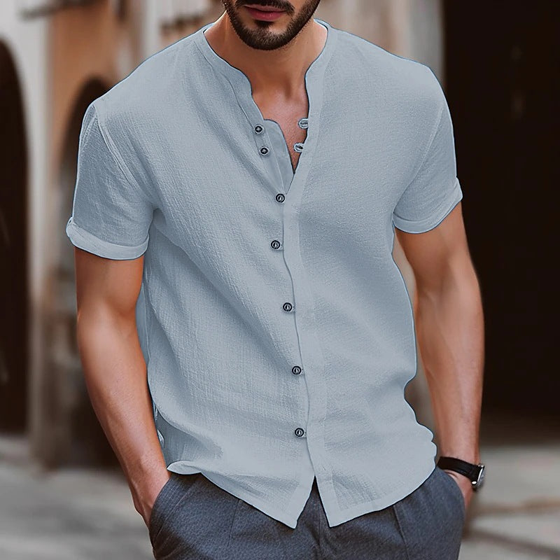 Herren lässiges Kurzarmhemd mit Knopfdetails Drune
