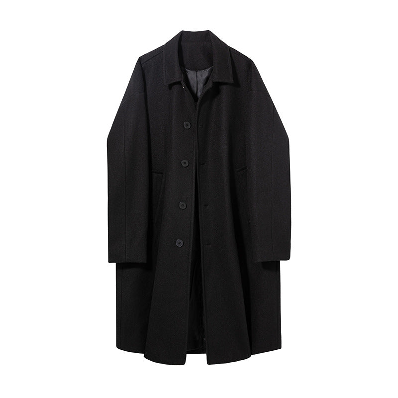 Herren Oversize Wollmantel mit kastigem Schnitt und klassischer Knopfleiste Drune