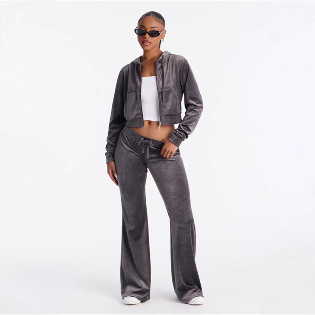 Damen cropped Kapuzenjacke mit stylischem Reißverschluss und praktischen Taschen