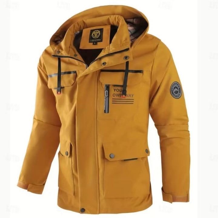 Herren nan urbaner Softshell-Parka mit Kapuze, verdecktem Zweiwege-Reißverschluss und Ärmeltasche Drune