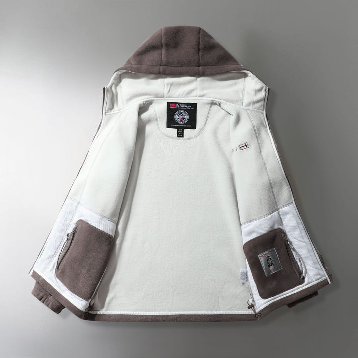 Herren Kapuzen-Fleecejacke mit durchgehendem Microfleece, Reißverschluss und Utility-Taschen Drune