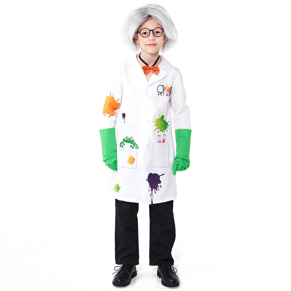 Unisex Laborkittel Kostüm mit lustigen Accessoires Drune