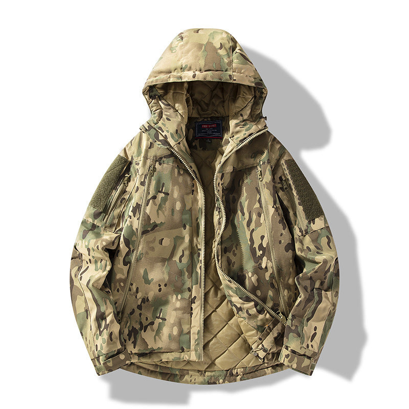 Herren gesteppte taktische Winterjacke mit Kapuze und wasserabweisendem Außenmaterial Drune