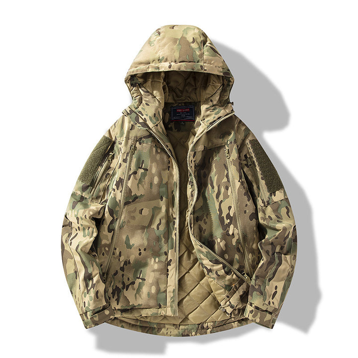 Herren gesteppte taktische Winterjacke mit Kapuze und wasserabweisendem Außenmaterial Drune