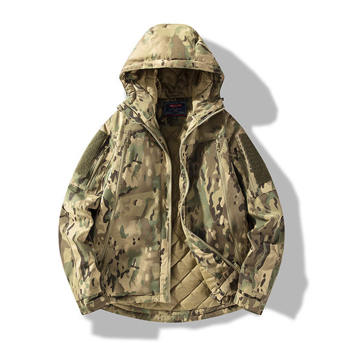 Herren gesteppte taktische Winterjacke mit Kapuze und wasserabweisendem Außenmaterial Drune