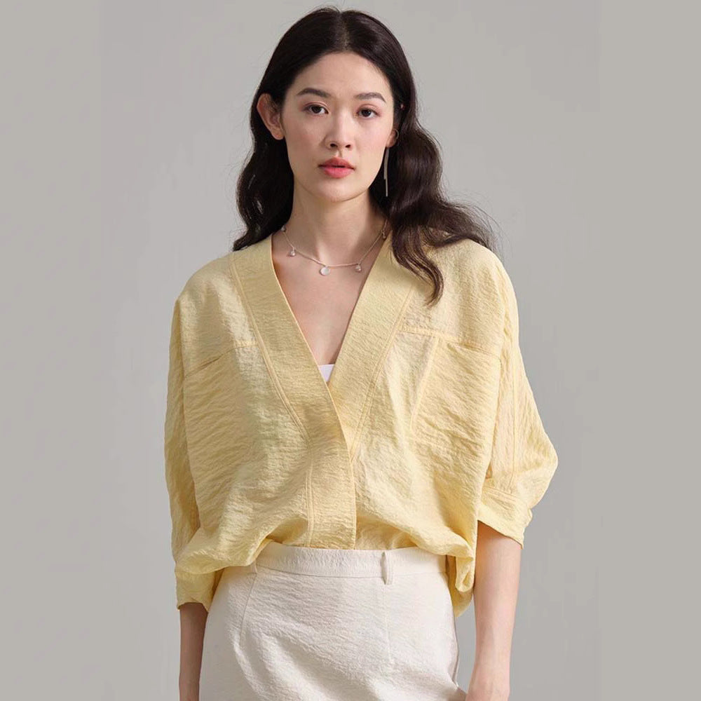 Damen lässige und elegante offen geschnittene Bluse Drune