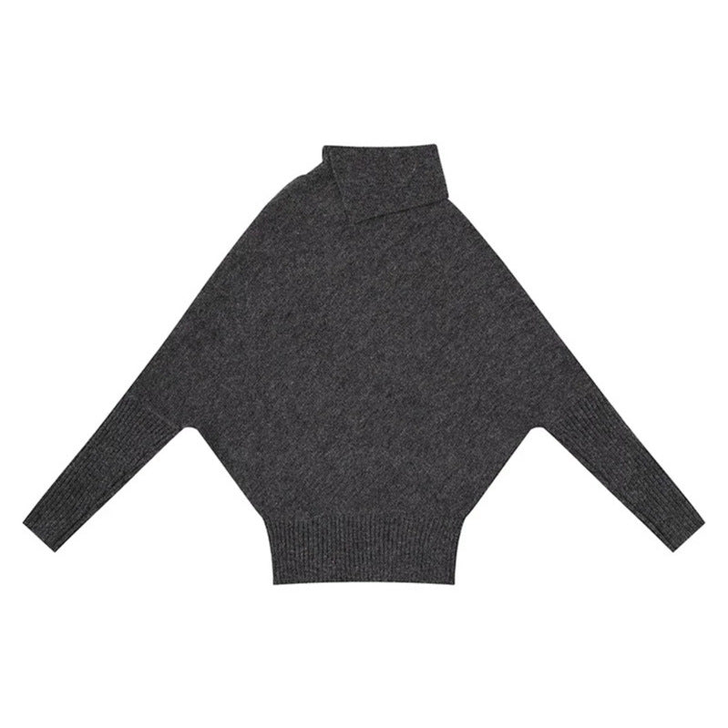 Damen Oversize-Pullover mit Rollkragen, asymmetrischer Schulter-Knopfleiste und Zopfstrick-Details Drune