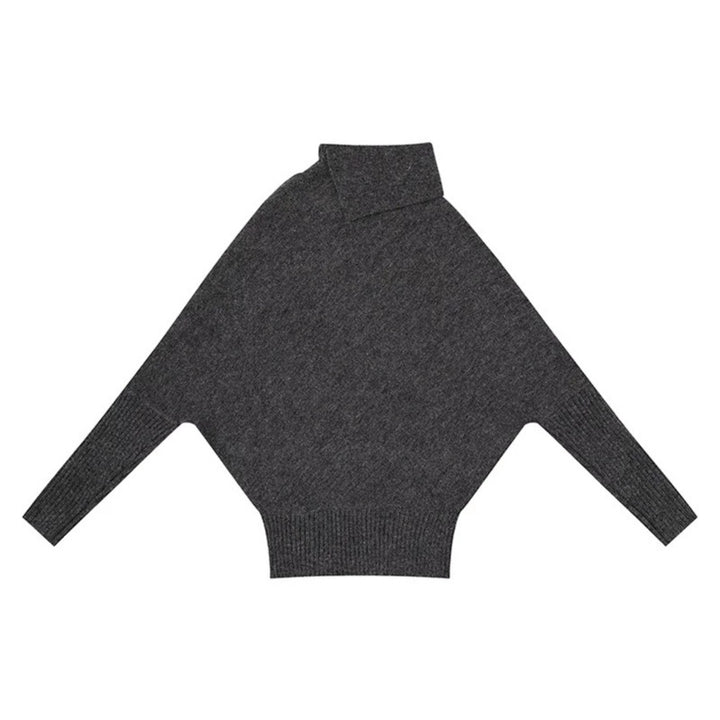 Damen Oversize-Pullover mit Rollkragen, asymmetrischer Schulter-Knopfleiste und Zopfstrick-Details Drune