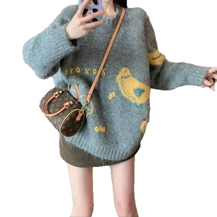 Damen Kuscheliger Strickpullover mit verspieltem Vogelmotiv Drune