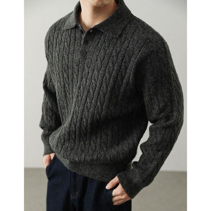 Herren Gemütlicher Grobstrickpullover mit Knopfleiste Drune