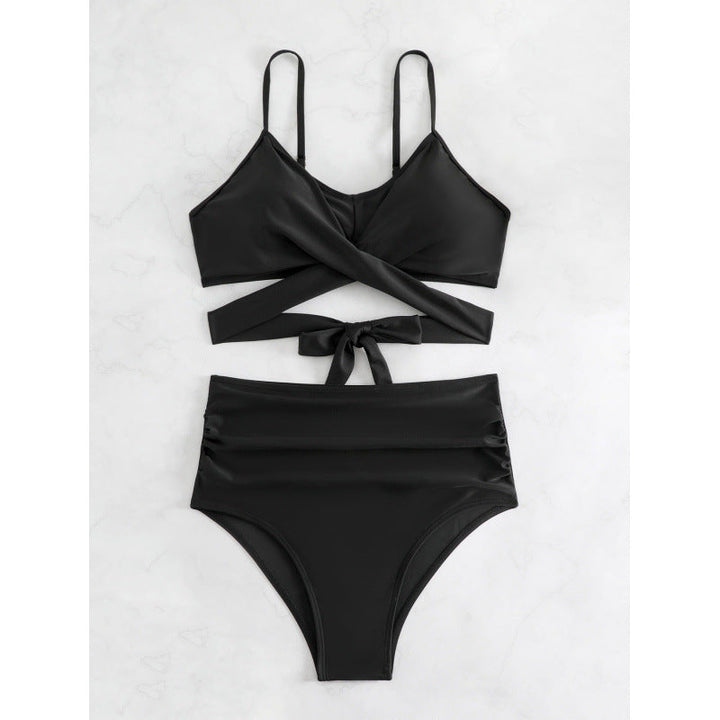Damen Bikiniset mit hohem Bund und geknotetem Oberteil Drune