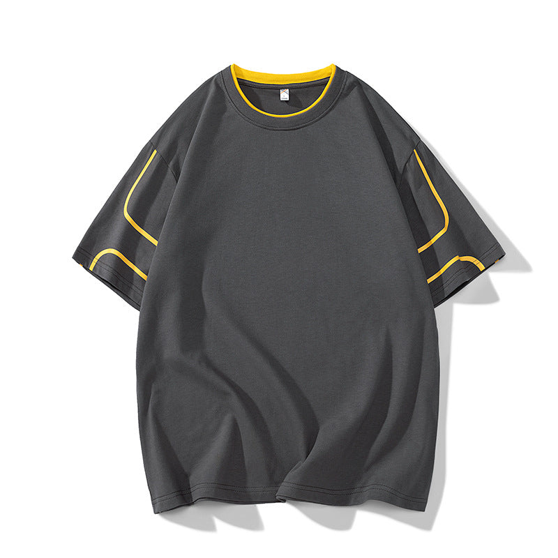 Herren Oversize-T-Shirt aus Baumwollmix mit Kontrastpaspelierung und Dropped-Shoulder Drune