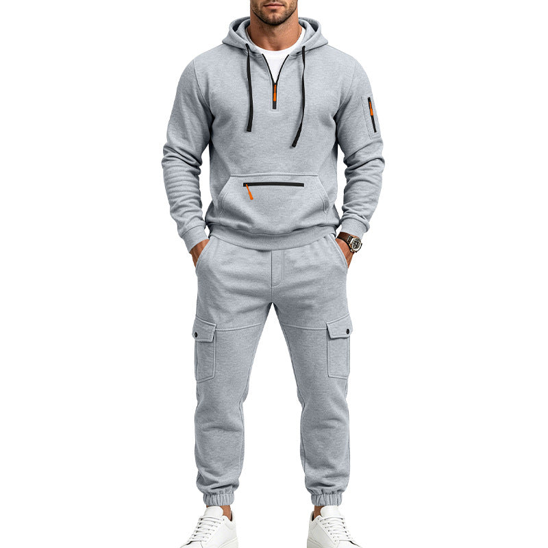 Herren Kapuzen-Sweatset mit Halbzip, Cargo-Jogger und Utility-Taschen Drune