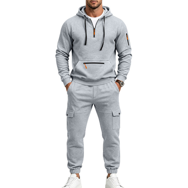 Herren Kapuzen-Sweatset mit Halbzip, Cargo-Jogger und Utility-Taschen Drune