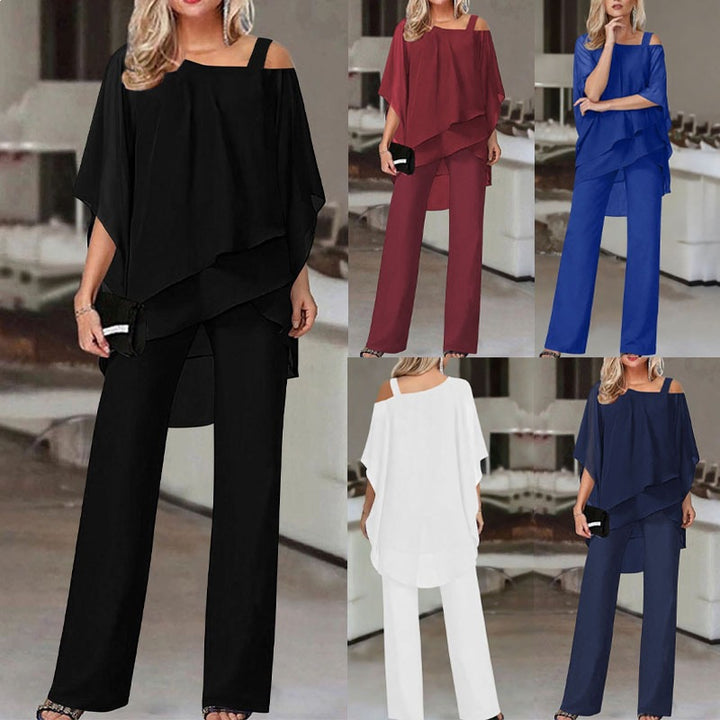 Damen Lagenbluse mit One-Shoulder-Trägern und asymmetrischem Volant-Saum Drune