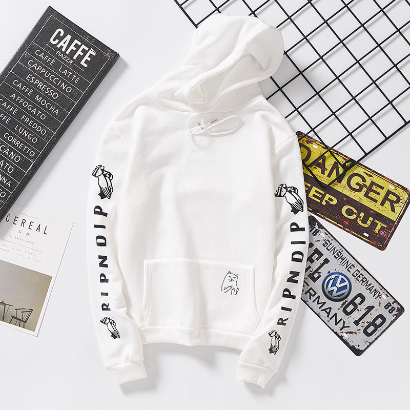 Damen Kapuzenpullover mit auffälligem Ärmelprint, Kängurutasche und relaxed Fit Drune