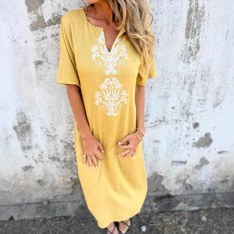 Damen Sommerliches Kleid mit aufwendiger Stickerei Drune